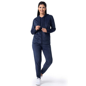 Survêtement 2 pièces en velours pour femme, survêtement ajusté, sweat-shirt à capuche en strass personnalisé, ensemble de couleurs personnalisé, 2023 - Product Image 1