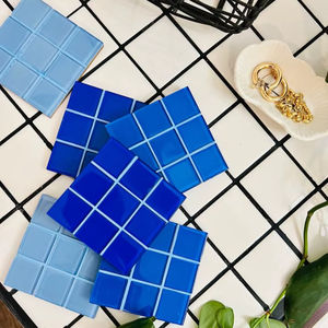 Sous-verre en mosaïque de verre bleu, carrelage carré, tapis pour boissons, protection de table à domicile, fabricant en gros, article le plus vendu, fournisseur - Product Image 1