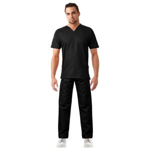 Conjuntos médicos personalizados para hombres y mujeres, uniformes de enfermera de manga corta con cuello en V y pantalones para correr, traje de médico de hospital - Product Image 3