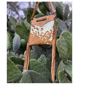 Western Branded Quality Women Hair On Crossbody Bag With Hand Carving Leather Design High Quality Crossbody Bag