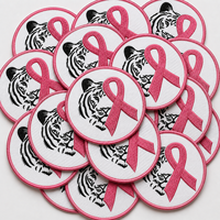 Ruban rose tigre de sensibilisation au cancer du sein, patchs brodés thermocollants, livraison rapide, prix de gros