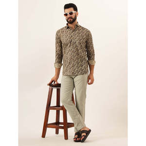 MILLENNIAL <b>MEN</b> Brown <b>Paisley</b> Print 100% Cotton Casual <b>Shirt</b> Regular Fit <b>Men's</b> Fashion <b>Shirt</b> - Product Image 1