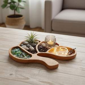 Plateau de service artisanal haut de gamme en bois naturel poli, élégant et décoratif, à prix abordable pour restaurants - Product Image 6
