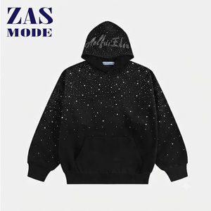 Sudadera con Capucha Extra Grande Unisex Personalizada con Diamantes de Imitación, 100% Algodón Ecológico, Sudadera con Capucha de Invierno, Moda de Lujo - Product Image 1