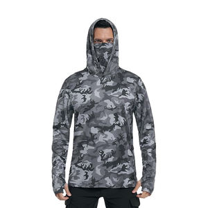 Sweat à capuche de pêche à manches longues OEM ODM avec masque, impression personnalisée par sublimation, protection UV, sweat à capuche - Product Image 1