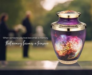 Urna de recuerdo de cremación de árbol de la vida con caja para cenizas humanas Urnas de cremación hechas a mano Entierro de adultos para cenizas Urna de tamaño personalizado - Product Image 3