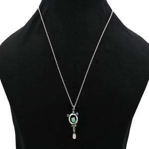 Collar de Plata de Ley 925 de diseñador con piedra preciosa turquesa natural en la pieza de joyería más hermosa e impresionante - Product Image 2