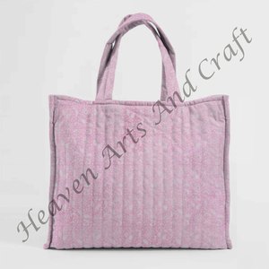 Bolso cuadrado acolchado de algodón con estampado de bloques, bolso acolchado de compras ecológico, bolso acolchado de hombro de mercado Hippie Baho para mujer - Product Image 5