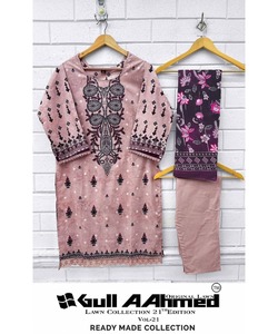 Costume pakistanais de pelouse élégant pour dames dans une belle robe modeste de couleur rose avec ensemble Dupatta - Product Image 3