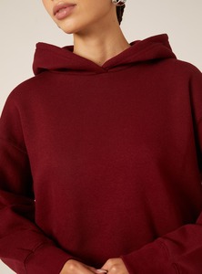 Sudadera con capucha cuadrada de Invierno para mujer 100% algodón tela pesada ODM logotipo frontal impreso para uso al aire libre - Product Image 2