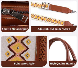 مخصص طباعة كاملة للنساء محافظ تسوق غربية كتف حقيبة يد كروس بودي قماش متقاطعة مع الجسم هوبو بوهيمي أزتيك حقيبة حمل - Product Image 4