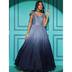 ชุดราตรีงานเลี้ยงสีเทาปักลายผ้าชีฟอง ไซส์ XL สวยสง่า เหมาะสำหรับงานแต่งงาน - Product Image 5