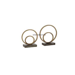 Juego de 2 esculturas decorativas para el hogar y la Oficina de la India, anillos chapados en oro de calidad superior respetuosos con el medio ambiente - Product Image 1