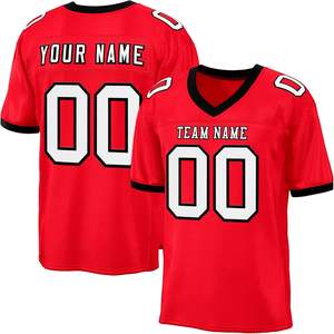 Vente en gros de maillots de football américain personnalisables tissu en maille respirant séchage rapide polyester transfert de chaleur imprimé court grande taille - Product Image 3