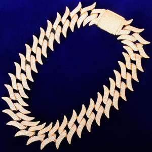 Lujo oro rosa Moissanite diamante cadena única 17mm ancho totalmente helado cuerpo joyería regalo de boda para ella y él - Product Image 2