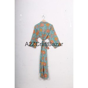 Kimono de algodón 100% de diseñador hecho a mano para mujer, estampado Floral, informal, Vintage, transpirable, para verano, invierno, ropa de playa, nuevo - Product Image 4