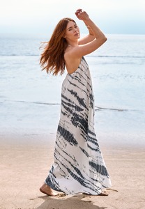 Nouveau rayonne cravate teinture femmes portent une robe longue pour l'été vêtements de plage col en V longue Maxi robe parfaite pour l'été chaud porter robe - Product Image 2