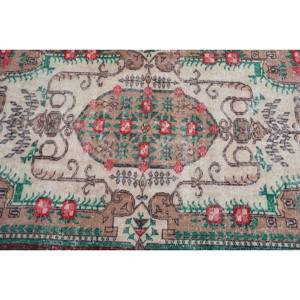 Tapis Vintage en Laine Turque de 3.8x6,5 pieds Patchwork Rouge et Vert Tissage Plat pour Décorations de Salon Support en Latex - Product Image 5