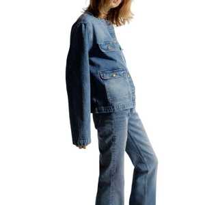 New <b>Women's</b> Cotton Denim Blue Oversized Long Styling Denim <b>Jackets</b> <b>Women's</b> Jean <b>Jacket</b> Wholesale Denim <b>Jacket</b> <b>Women</b> Casual Coats - Product Image 4