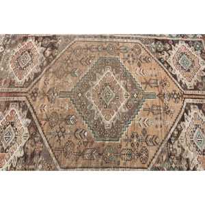 Tapis turc vintage, dimensions 4,9x5,8 pi (148x177 cm), tapis en laine rayé marron - Product Image 5