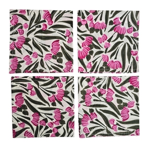 Servilletas Indias Tradicionales 100% Algodón, 16 Pulgadas X 16 Pulgadas, Cuadradas, Estampadas a Mano, Reutilizables, con Diseño Floral - Product Image 1