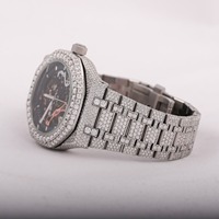 Jam Tangan Sport Pria Mewah 41 mm Dial Bulat Bertabur Moissanite Berlian Besar Logo Kustom Koleksi Hip Hop Jam Tangan Baja Tahan Karat