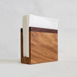Porte-serviettes en bois fait main distributeur de table en bois naturel support de rangement de mouchoirs pour la décoration de la cuisine et de la table à manger - Product Image 5