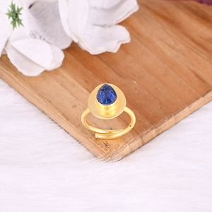 แหวนเงินแท้ 925 แหวนแต่งงาน แหวนหมั้น แหวนครบรอบแต่งงาน ประดับพลอยไคยาไนต์สีน้ำเงิน ตัดเจียระไนอย่างดี ของขวัญเครื่องประดับสำหรับงานปาร์ตี้ - Product Image 4