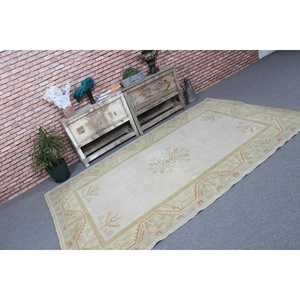 Tapis turc vintage 5,2 x 8,2 pieds, grand tapis, tapis en laine rayé blanc et orange - Product Image 1