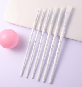 Bview ชุดแปรงผมไนลอนสีน้ำแบบกลมปลายแบนหลากหลายสำหรับการระบายสีแบบมืออาชีพด้ามจับ<span class=keywords><strong>ไม้</strong></span> - Product Image 1