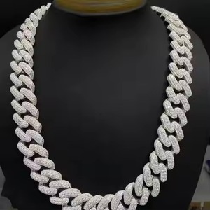 Cadena de eslabones cubanos de Hip Hop con diamantes cultivados en laboratorio en oro amarillo de 14 quilates, joyería de lujo en cadenas finas de corte redondo, collares para hombres - Product Image 1