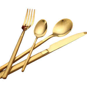 High Selling Hotel Use Accessories at Wholesale Price <b>Golden</b> and White Color Finished Metal <b>Cutlery</b> Flatware <b>Set</b> - Product Image 3
