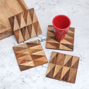 Ensemble de 4 sous-verres ronds en marbre et bois pour la cuisine, décoratifs, pour le thé et le café, qualité supérieure, taille personnalisée, écologiques, résistants à la chaleur, luxe - Product Image 1