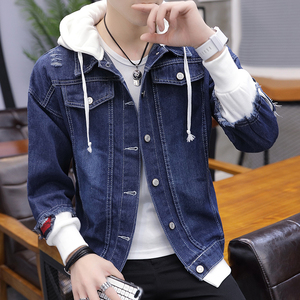Vente en gros de vestes en jean bleu avec logo personnalisé Veste en jean en coton pour hommes - Product Image 6