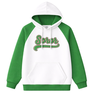 Sudadera con Capucha de Forro Polar con Mangas Raglán, Personalizada con Estampado Blanco 08, para Mujer, Estilo Sororidad Griega, Rosa y Verde, para Hermanas Universitarias, Elegante, para Invierno
