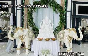 Entrada de boda hindú India Ganesha de pie FRP Murli Ganesha para decoración de boda Comprar esculturas de Ganesha para decoración de bienvenida EE. UU. - Product Image 3