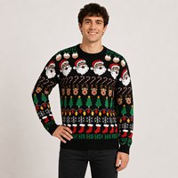 Suéter de punto para hombre FNJIA, jersey navideño con diseño de Papá Noel y renos, jersey feo de Navidad, ropa de punto para hombre, top cálido para las fiestas de invierno