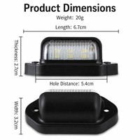 Feu de plaque d'immatriculation à 6 LED, feu de position latéral arrière, 12V, blanc, ABS électroplaqué, feu d'avertissement arrière pour camion, remorque, poids lourd