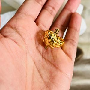 Anillo de tortuga de Latón chapado en oro para mujer, anillo de Animal ajustable, declaración hecha a mano, joyería de océano inspirada en la naturaleza, venta al por mayor - Product Image 3