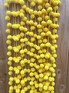 Colorful Pom Pom With Tassels Christmas Decor Vibrant Decorative Strings Birthday Wedding Haldi Mehndi Silk Velvet Backdrops - Product Image 2