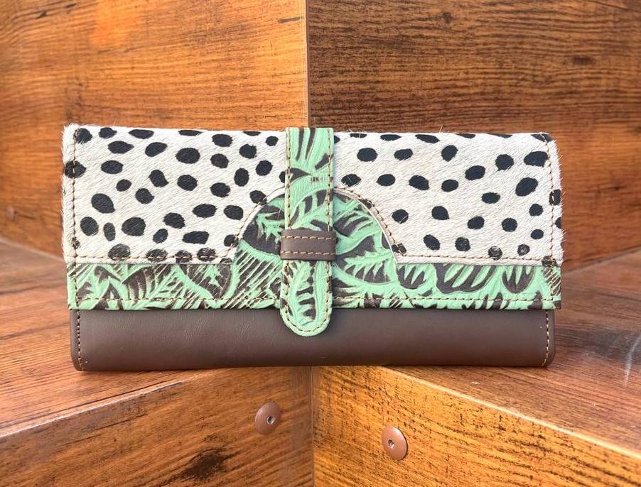 Brown With Green Embossed Print