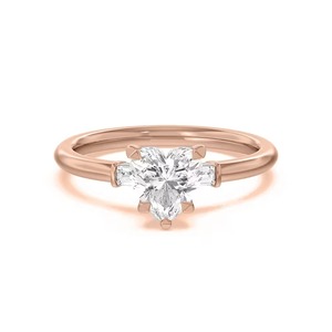 Bague de fiançailles élégante et magnifique en diamants de laboratoire taille cœur F-VS2, idéale pour les occasions festives, en or massif 14 carats avec sertissage à griffes - Product Image 3