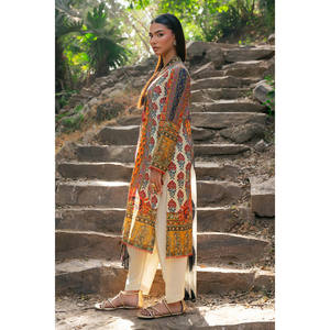 Traje de Fiesta Elegante y Moderno de 3 Piezas para Mujer, Estampado, con Dupatta de Chifón, Largo hasta la Rodilla, Talla Única - SD-52230 - Product Image 6