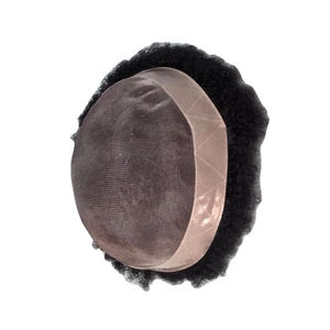 Tupé de Cabello Afro, Peluca de Cabello Humano 100% para Prótesis Capilar Africana, Estilos Rizado, Lacio y Ondulado, Textura de 6 mm, Bangladesh - Product Image 1