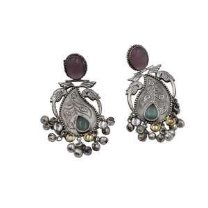 Bonne qualité en laiton matériel argent se ressemblent pierre blanche grande boucle d'oreille dernière conception bijoux fantaisie pour femmes et filles - Product Image 5