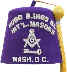 Chapeau international de maçons Fez-Violet avec strass étincelants blancs Chapeaux maçonniques personnalisés avec service OEM - Product Image 1