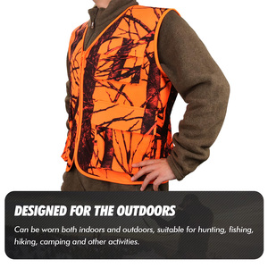 Gilet de chasse respirant en polyester imprimé camouflage, doublure en coton, multi-poches, gilet de chasse en camouflage pour la chasse en terrain élevé - Product Image 5
