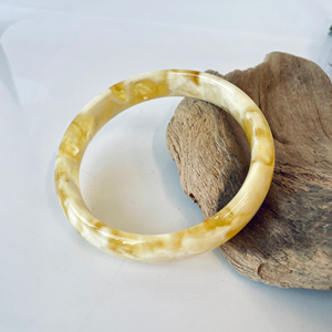 White and Yellow <b>Bangle</b> <b>Bracelet</b> made from Natural Baltic Amber; Natural Baltic Amber <b>bangle</b> Marbled 70 mm - Product Image 3