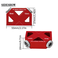 Guide de perçage oblique à 45 degrés pour chevilles, en alliage d'aluminium, pour le travail du bois et les cadres de meubles, 8/10 mm