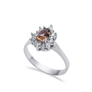 Elegant Design Pear Cut Sultanite <b>CZ</b> Stone Cluster <b>Ring</b> 925 Sterling Silver <b>Ring</b> Wholesale Turkish Jewelry - Product Image 1